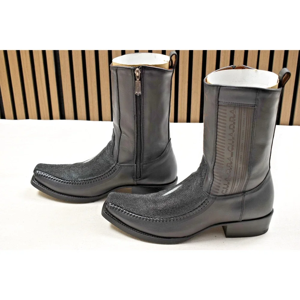 Cuadra Men's Black Stingray Laser Woven Narrow Sq. Toe Boot CU783 US Size 11 EE